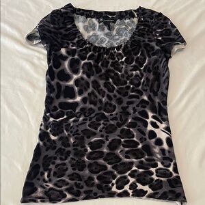 INC International Concepts Black and Gray Animal Print Top